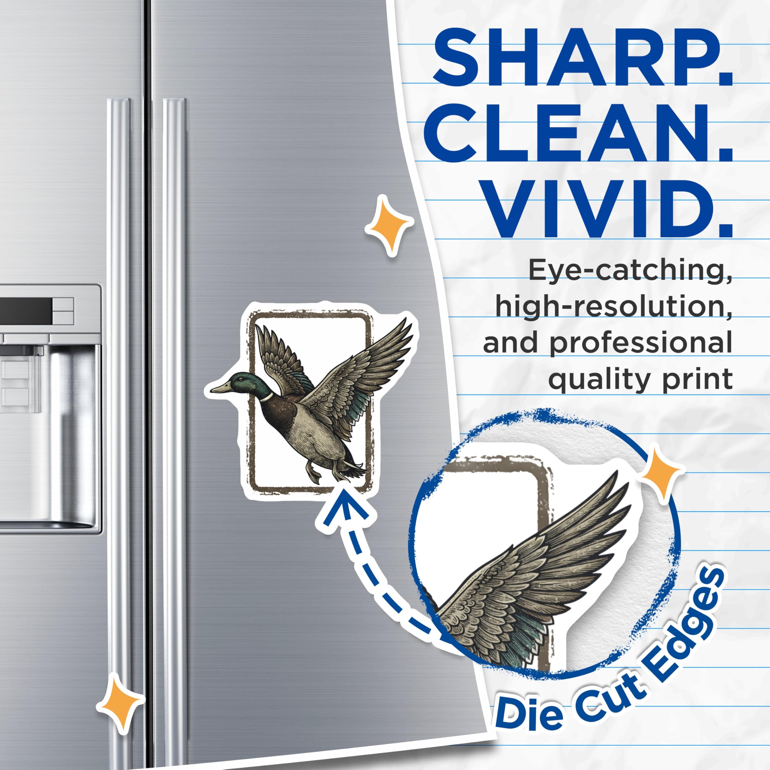 (2 Pack) Mallard Duck Magnets - Majestic Flying Wildlife Art - Hunter Lodge Kitchen Refrigerator Display - 5 Inches On Longest Side - Thick Durable Magnet - Made in USA - MAG20683