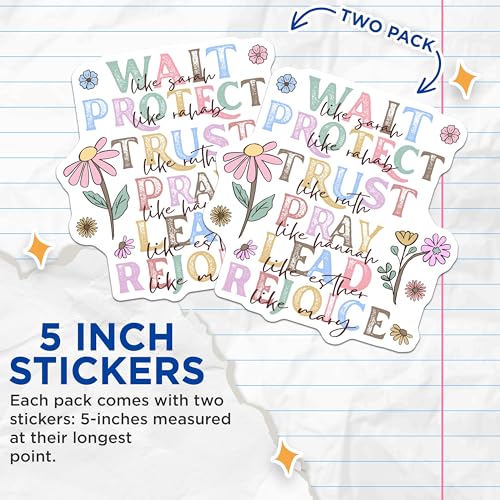 (2 Pack) Inspirational Quote Stickers - Motivational Floral Stickers - Positive Message Stickers - 5" On Longest Side - Sticks to Smooth Flat Surfaces - Made in USA - BMCS5845