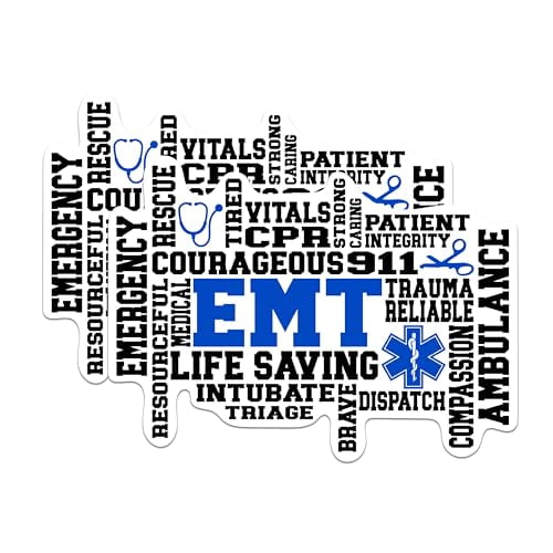 (2 Pack) EMT Word Collage Magnets - EMT Ambulance Driver Appreciation - 5" On Longest Side - Premium Magnet - for Cars, Refrigerators, Toolboxes, Lockers - Made in USA - MAG1648