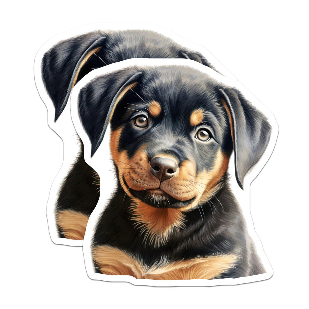 (2 Pack) Rottweiler Puppy Magnets - Cute Dog Art Refrigerator - Animal Lover Kitchen Accent - 5 Inches On Longest Side - Thick Durable Magnet - Made in USA - MAG29393