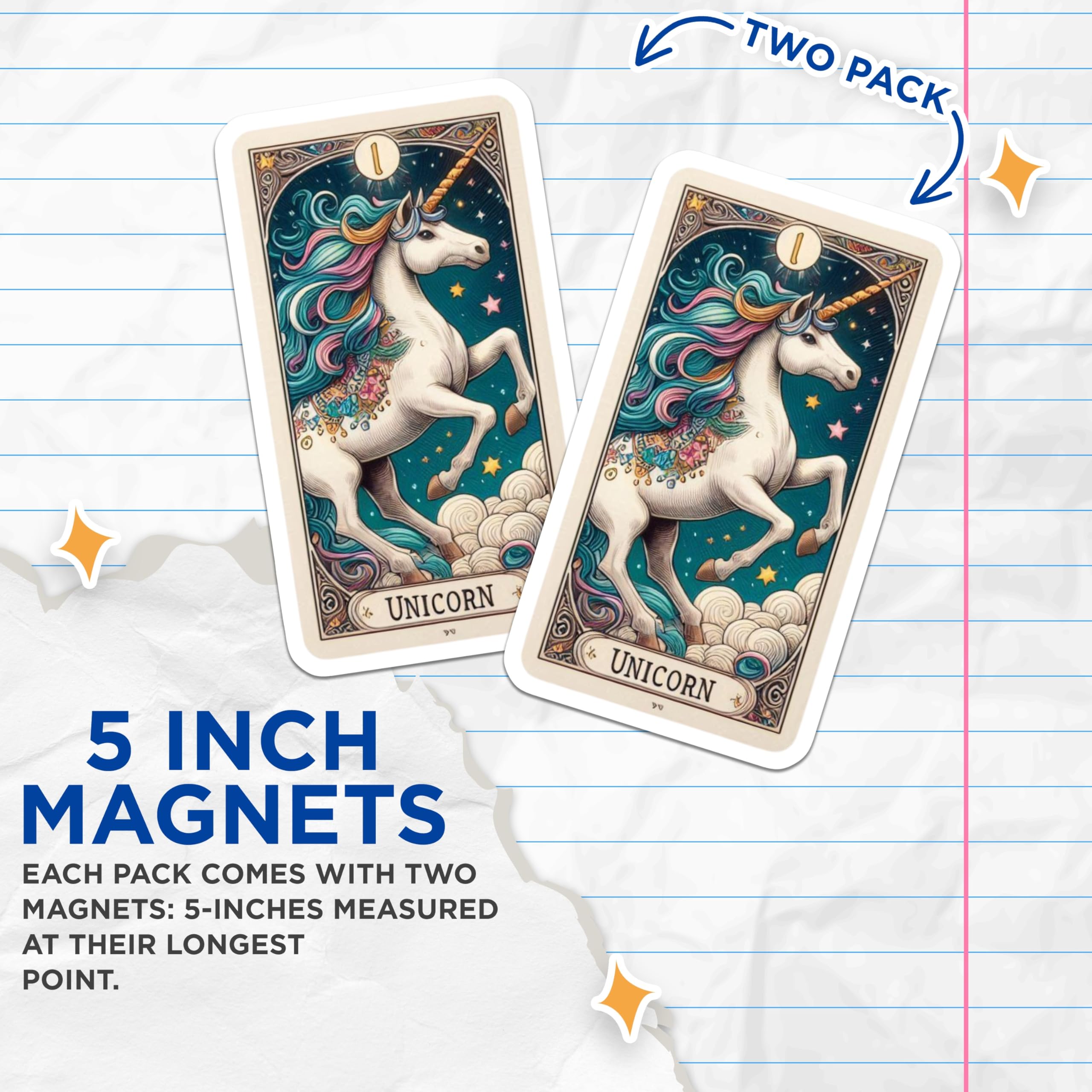 (2 Pack) Unicorn Magnets - Fantasy Art Decor - Mystical Animal Fridge Magnet - 5 Inches On Longest Side - Thick Durable Magnet - Made in USA - MAG22489