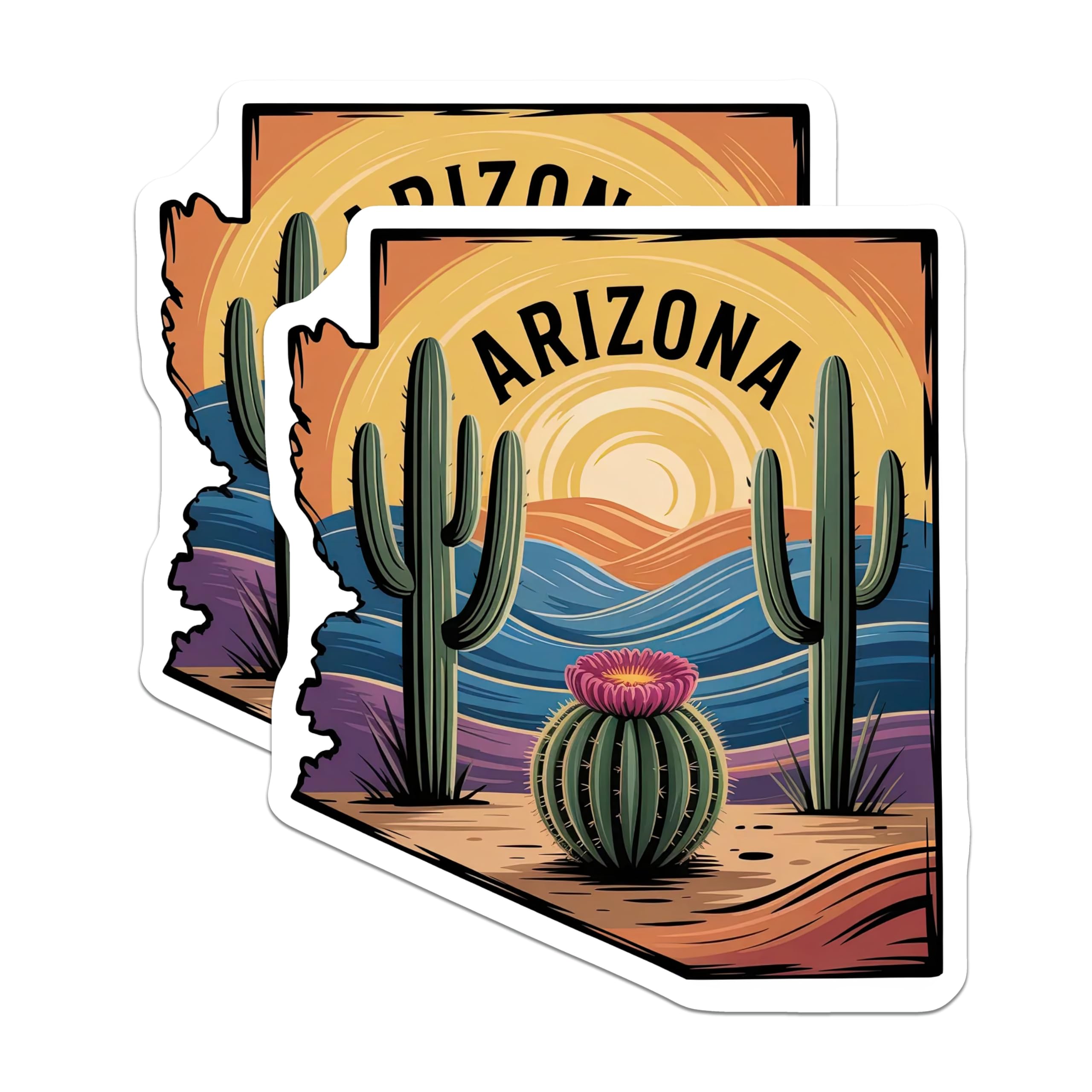 (2 Pack) Arizona Magnets - Desert Cactus Decor - State Souvenir Gift - 5" On Longest Side - Premium Magnet - for Cars, Refrigerators, Toolboxes, Lockers - Made in USA - MAG17994