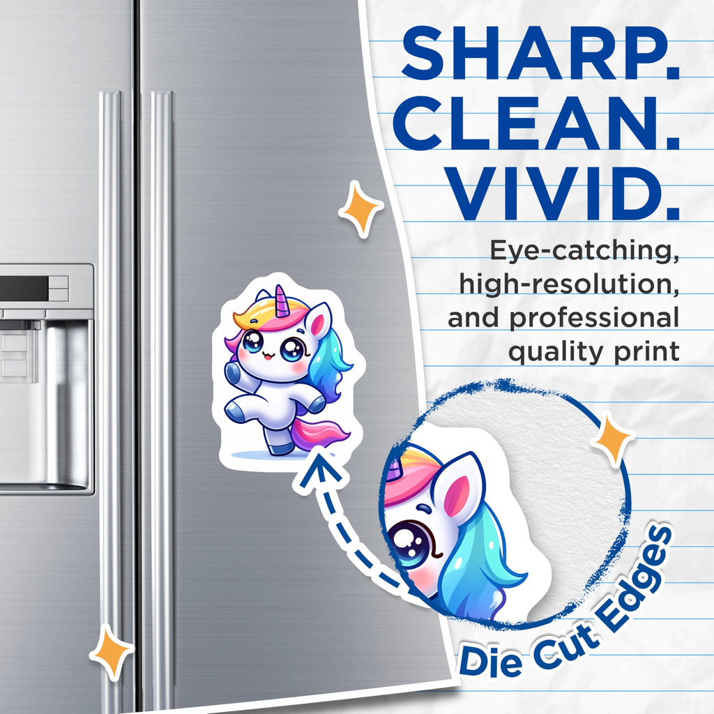 (2 Pack) Cute Unicorn Magnets - Adorable Kawaii Fantasy Creature - Rainbow Mane Fridge Decor - Magical Nursery Accent - 5 Inches On Longest Side - Thick Durable Magnet - Made in USA - MAG20392