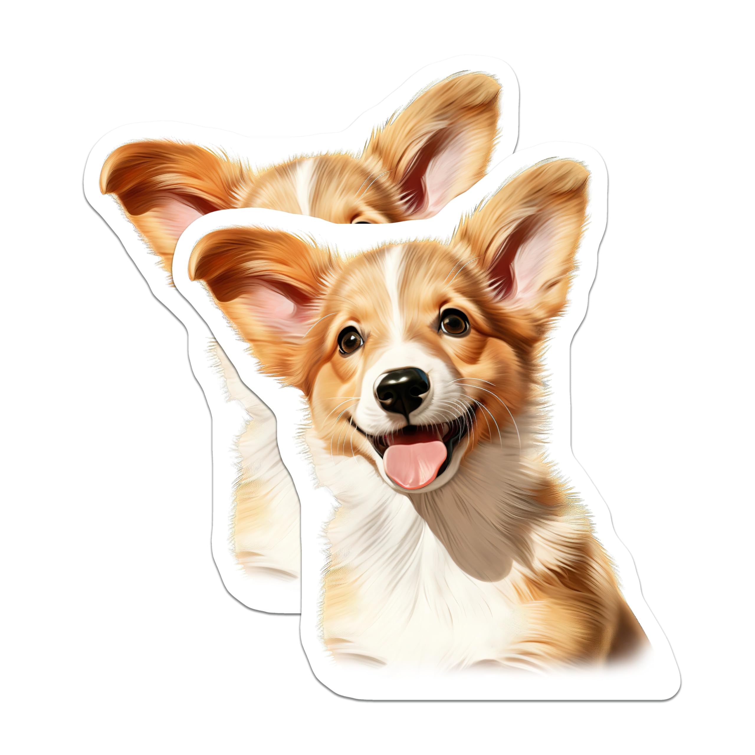 (2 Pack) Happy Corgi Dog Magnets - Cute Puppy Pet Decor - Dog Owner Appreciation - Animal Lover Refrigerator Magnets - 5 Inches On Longest Side - Thick Durable Magnet - Made in USA - MAG26449