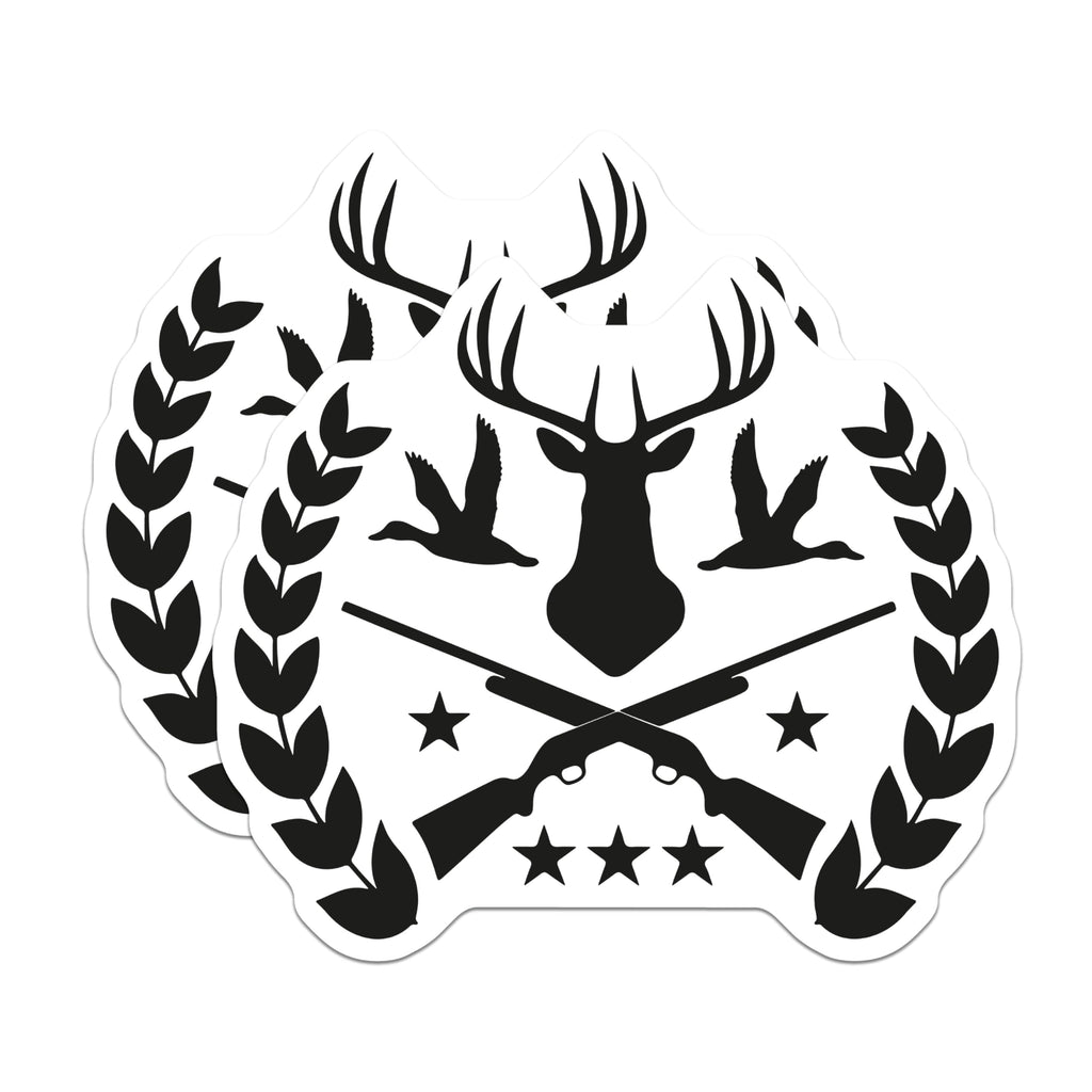 (2 Pack) Deer Hunting Duck Hunter Magnets - Shotgun Laurel Wreath Emblem - Rustic Outdoorsman Fridge Decor and Accessories - 5 Inches On Longest Side - Thick Durable Magnet - Made in USA - MAG21491