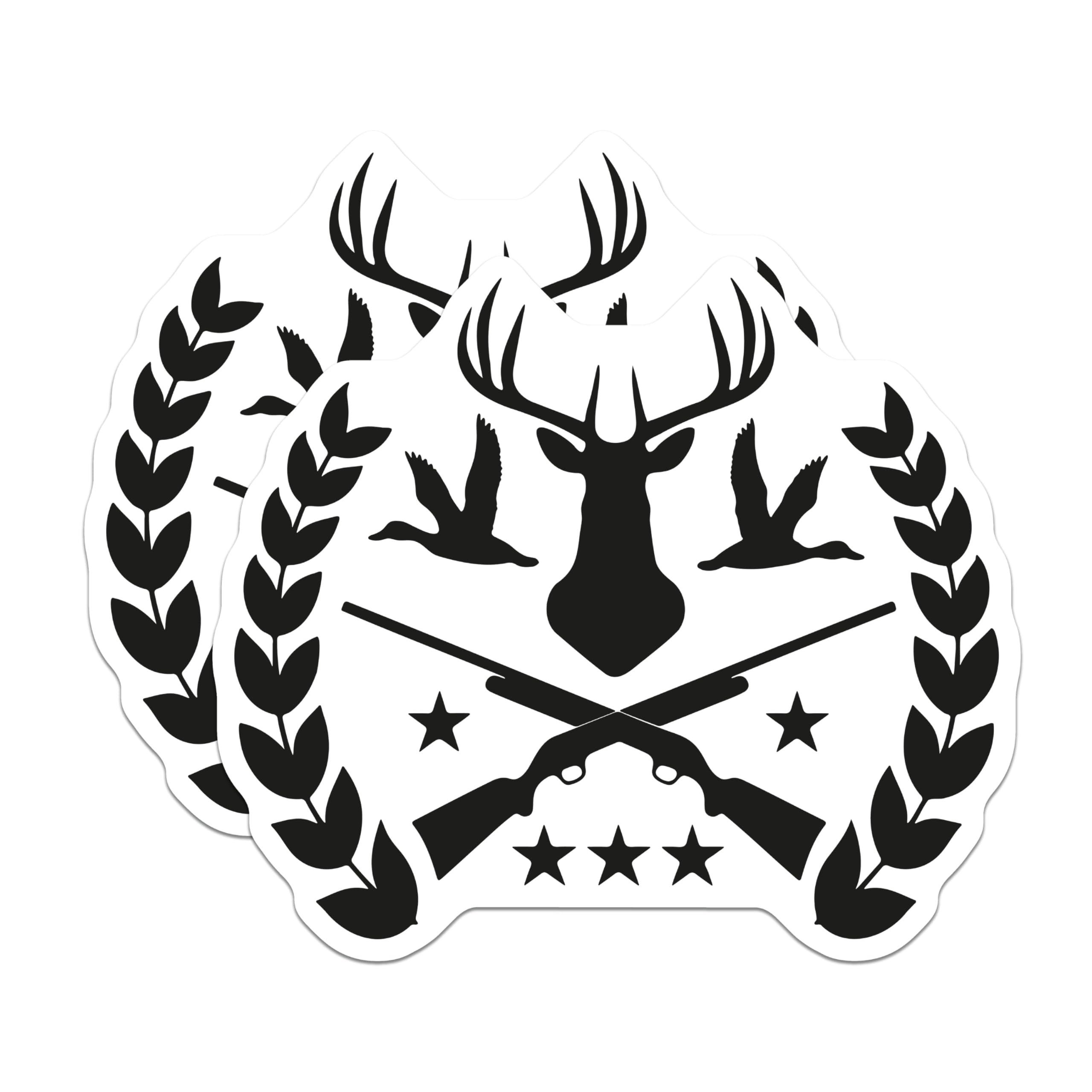 (2 Pack) Deer Hunting Duck Hunter Magnets - Shotgun Laurel Wreath Emblem - Rustic Outdoorsman Fridge Decor and Accessories - 5 Inches On Longest Side - Thick Durable Magnet - Made in USA - MAG21491