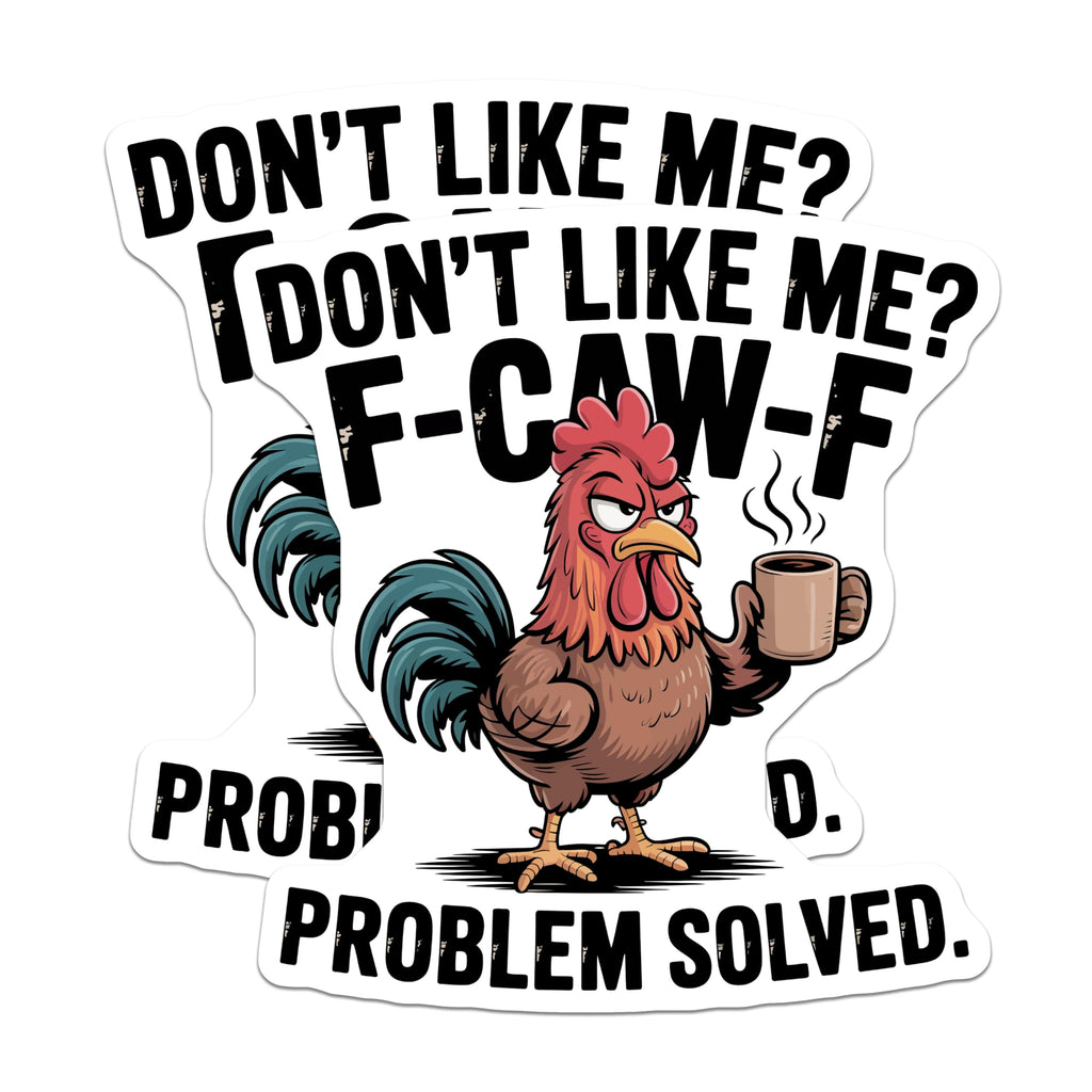 (2 Pack) Sarcastic Rooster Magnets - Funny Coffee Lover Design - Witty Animal Quote Problem Solved Kitchen Refrigerator Decor - 5 Inches On Longest Side - Thick Durable Magnet - Made in USA - MAG20541