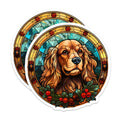 (2 Pack) Cocker Spaniel Magnets - Stained Glass Dog Art - Christmas Holiday Decor - 5 Inches On Longest Side - Thick Durable Magnet - Made in USA - MAG30519