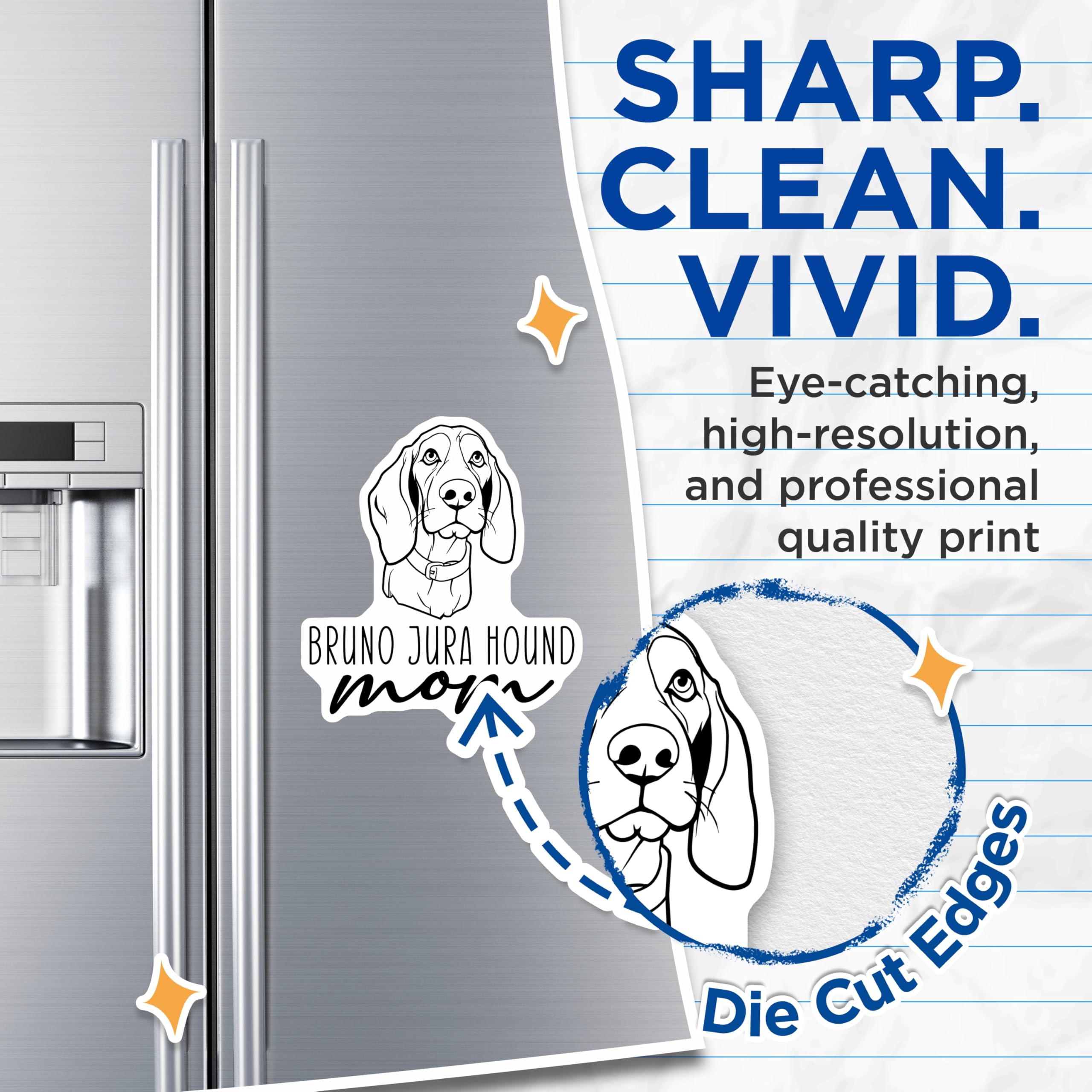 (2 Pack) Bruno Jura Hound Mom Magnets - Dog Breed Lover Decor - Fur Mama Refrigerator Art - 5 Inches On Longest Side - Thick Durable Magnet - Made in USA - MAG27034