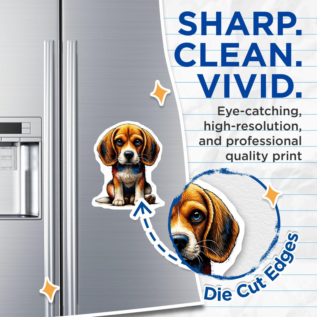 (2 Pack) Beagle Puppy Magnets - Cute Dog Fridge Decor - Adorable Pet Lover - 5" On Longest Side - Premium Magnet - for Cars, Refrigerators, Toolboxes, Lockers - Made in USA - MAG15762