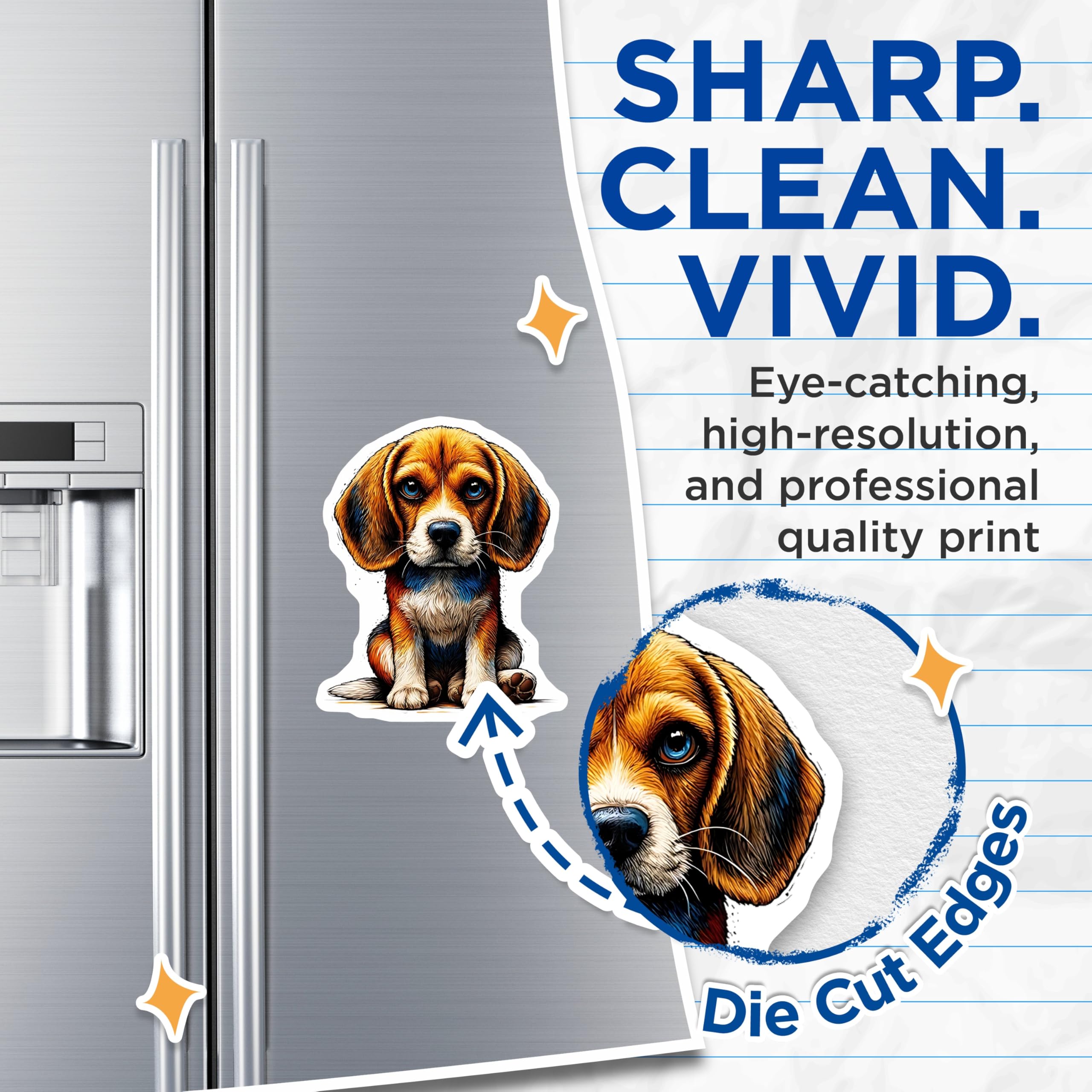 (2 Pack) Beagle Puppy Magnets - Cute Dog Fridge Decor - Adorable Pet Lover - 5" On Longest Side - Premium Magnet - for Cars, Refrigerators, Toolboxes, Lockers - Made in USA - MAG15762