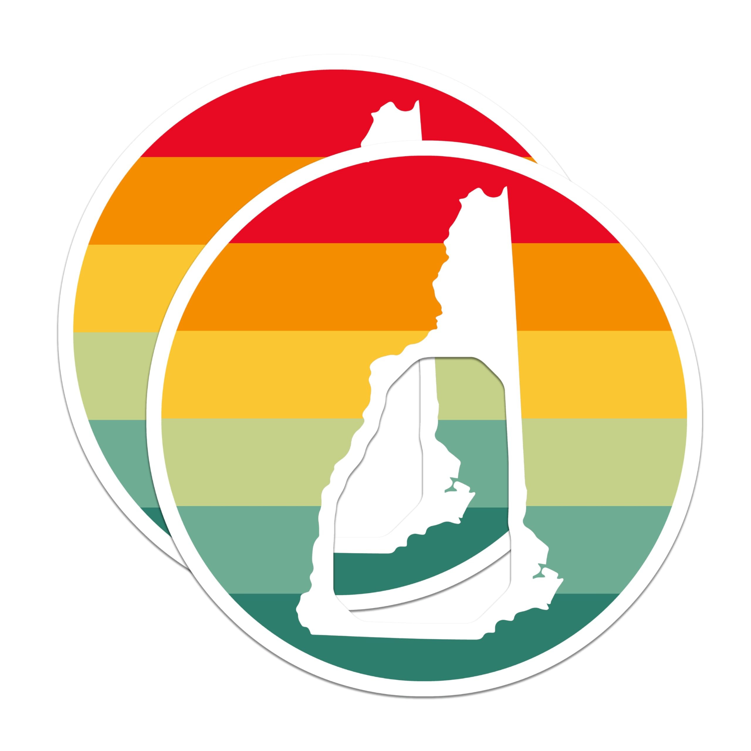 (2 Pack) New Hampshire Magnets - NH State Outline Art - Retro Sunset Design - US State Souvenir Fridge Magnet - 5 Inches On Longest Side - Thick Durable Magnet - Made in USA - MAG23109