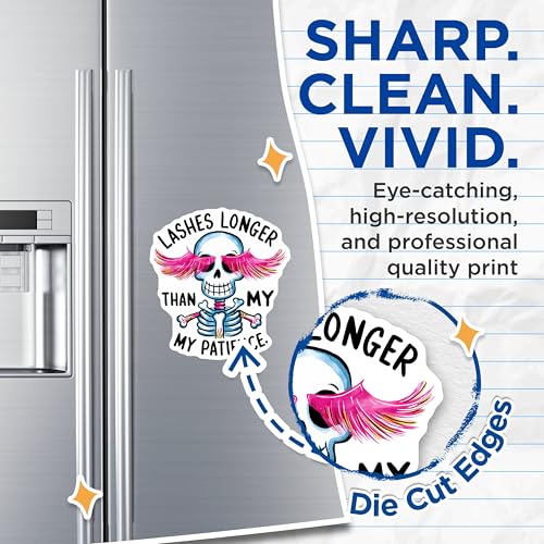 (2 Pack) Lashes Longer Than My Patience Magnets - Funny Skeleton Art - Humorous Quote Magnet - 5" On Longest Side - for Cars, Fridges, Toolboxes - Made in USA - MAG3792