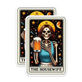 (2 Pack) Skeleton Housewife Stickers - Funny Skeleton Beer Stickers - Retro Skeleton Star Stickers - 5" On Longest Side - Sticks to Smooth Flat Surfaces - Made in USA - BMCS5440