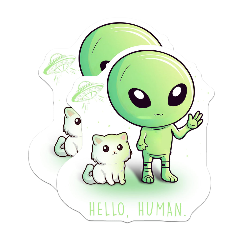 (2 Pack) Alien Cat Magnets - Space Decor - Funny Alien Cat Art - 5" On Longest Side - for Cars, Fridges, Toolboxes - Made in USA - MAG7773