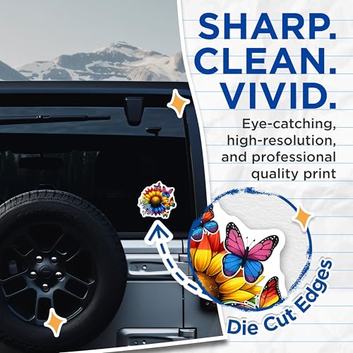 (2 Pack) Live Your Truth Stickers - Rainbow Butterfly - Sunflower Quote - 5" On Longest Side - Sticks to Smooth Flat Surfaces - Made in USA - BMCS8255