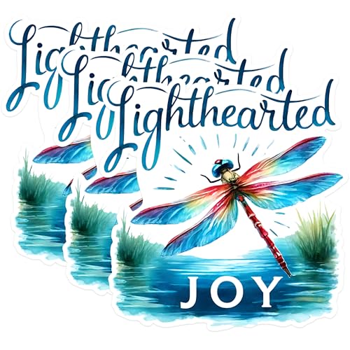 (3 Pack) Dragonfly Decals - Lighthearted Joy - Laptop Decals - 3 Inches On Longest Side - Easy Peel & Apply - Made in USA - 3MCS1514