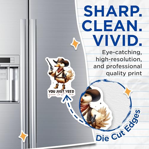 (2 Pack) Cowboy Duck Magnets - Funny Duck Magnet - Animal Lover Magnet - Refrigerator Magnet - Cute Fridge Magnets - 5" On Longest Side - for Cars, Fridges, Toolboxes - Made in USA - MAG7126