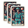 (3 Pack) Soldier Skeleton Decals - Tarot Card Art - Laptop Decal - Military Theme - 3 Inches On Longest Side - Easy Peel & Apply - Made in USA - 3MCS4268
