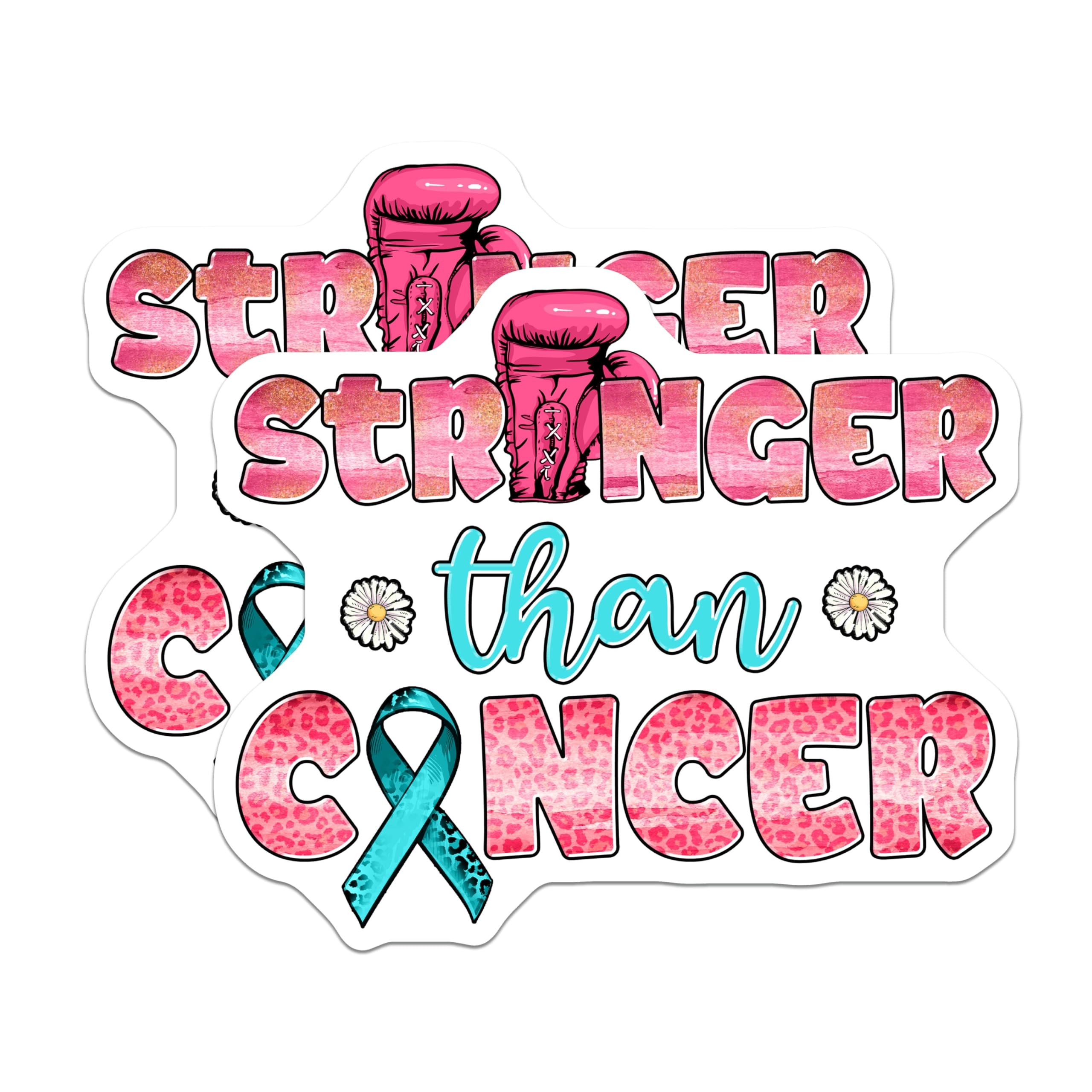 (2 Pack) Stronger Than Cancer Magnets - Awareness Support - Boxing Glove Ribbon Magnets - 5" On Longest Side - Premium Magnet - for Cars, Refrigerators, Toolboxes, Lockers - Made in USA - MAG16603