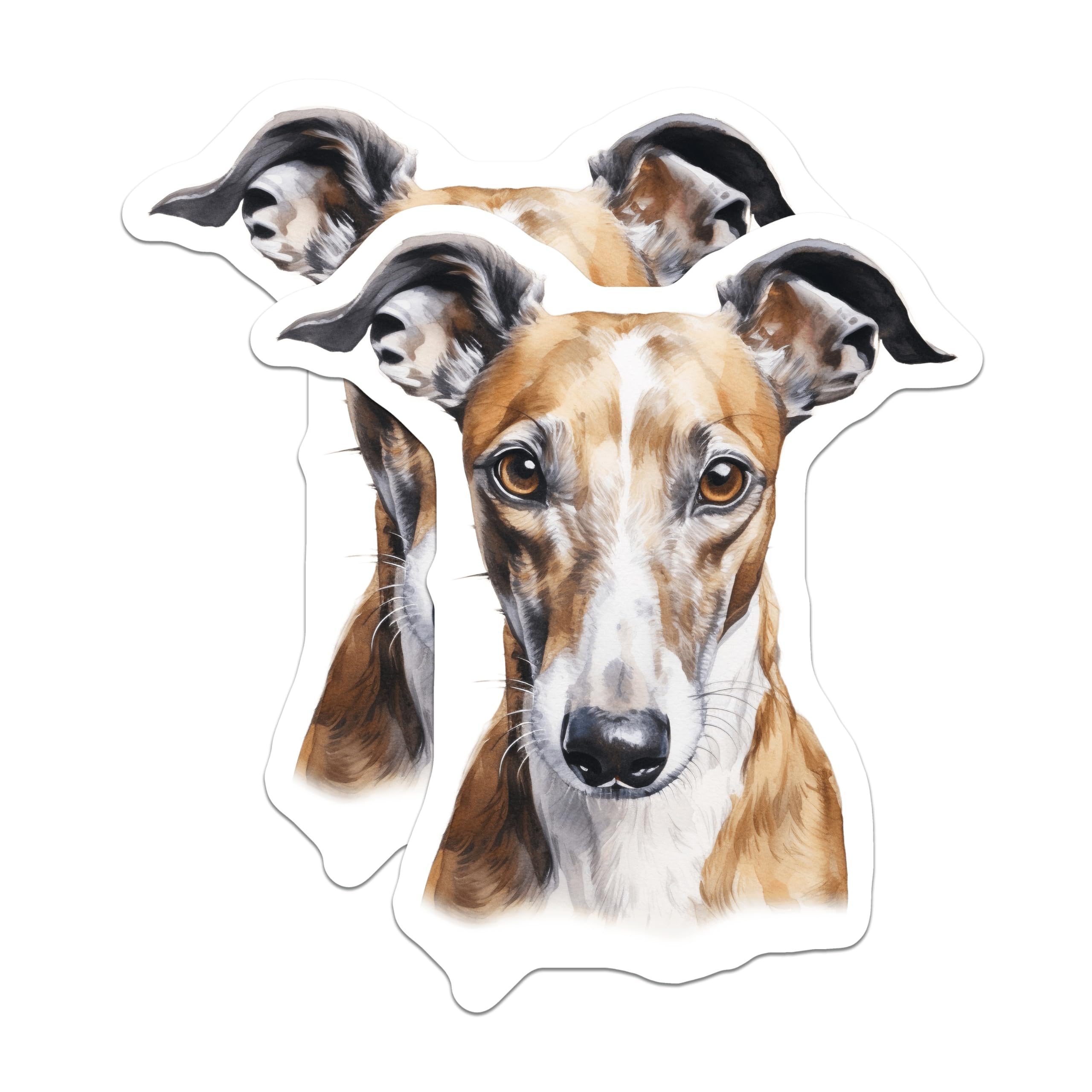 (2 Pack) Greyhound Dog Magnets - Watercolor Pet Art - Sighthound Owner Decor - Animal Lover Magnet Set - 5 Inches On Longest Side - Thick Durable Magnet - Made in USA - MAG29403