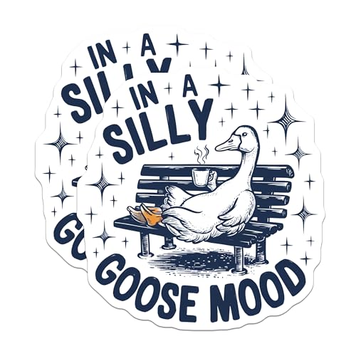 (2 Pack) Funny Duck Stickers - Silly Goose Mood - Fun Animal Stickers - Cool Bench Duck Decal - 5" On Longest Side - Sticks to Smooth Flat Surfaces - Made in USA - BMCS5911