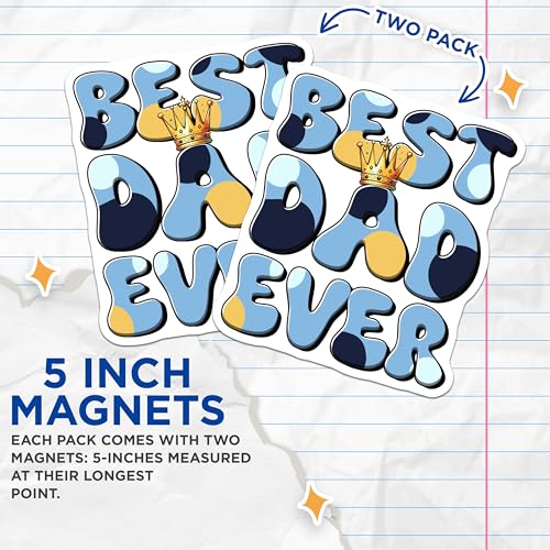 (2 Pack) Best Dad Ever Magnets - 5" On Longest Side - for Cars, Fridges, Toolboxes - Made in USA - MAG7477
