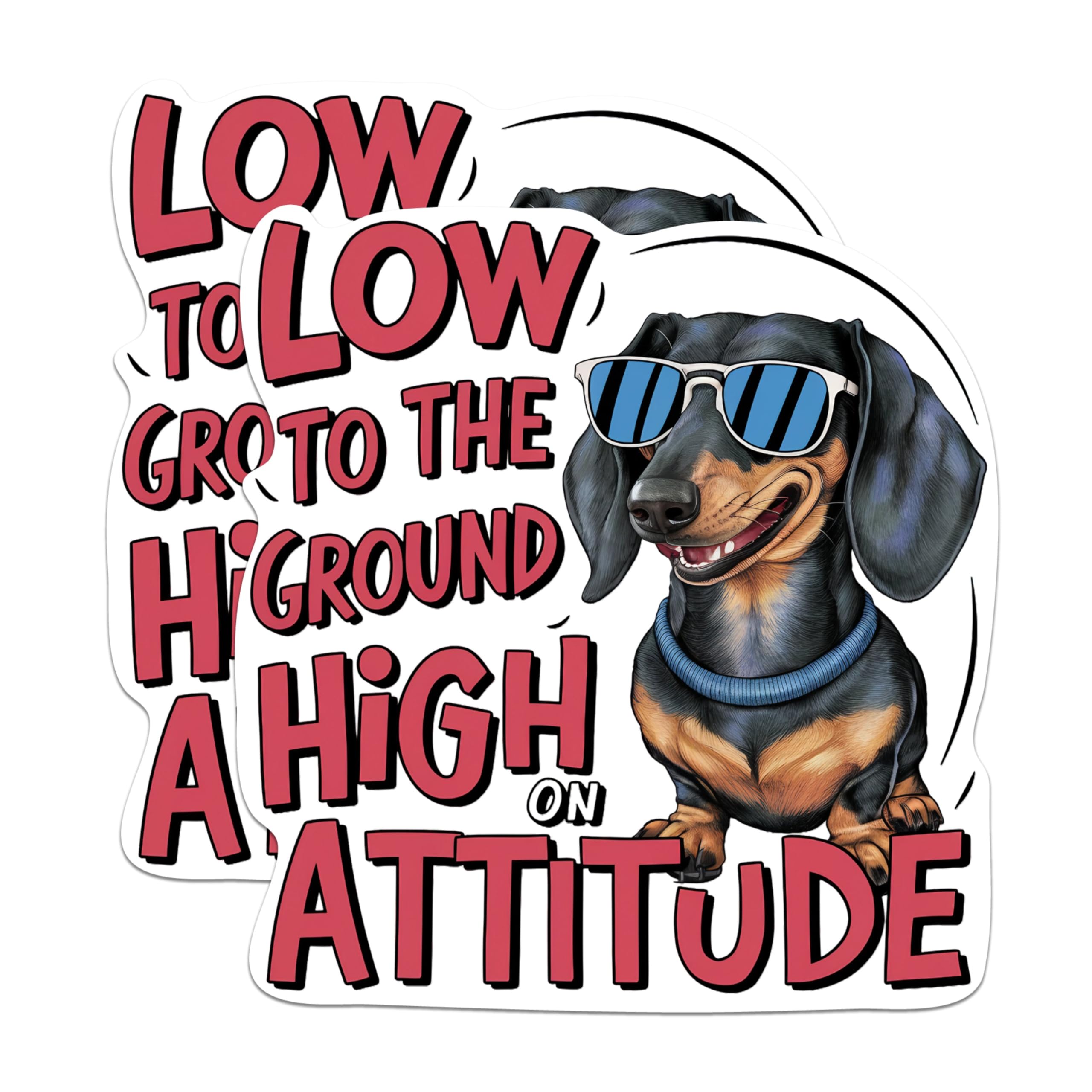 (2 Pack) Low to The Ground High On Attitude Magnets - Weiner Dog Dachshund Dog Breed - 5 Inches On Longest Side - Premium Magnet - for Cars, Refrigerators, Toolboxes - Made in USA - MAG2145