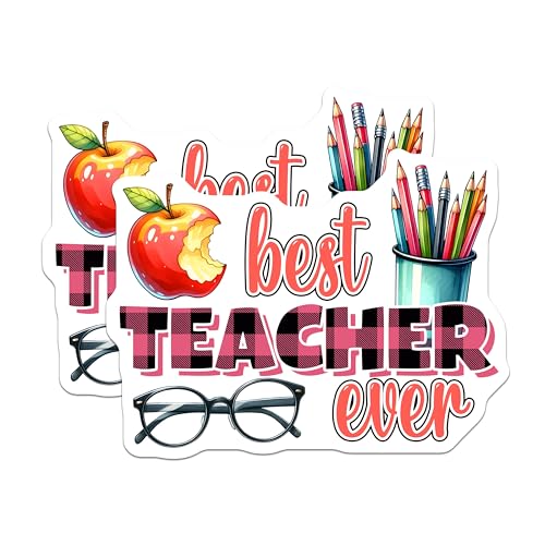 (2 Pack) Best Teacher Ever Magnets - Teacher Appreciation - 5" On Longest Side - for Cars, Fridges, Toolboxes - Made in USA - MAG8035