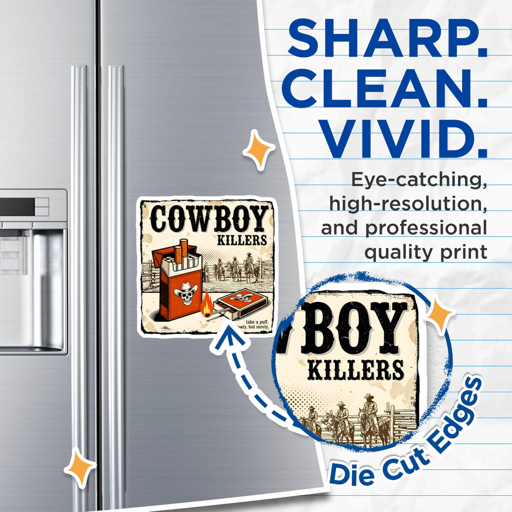 (2 Pack) Cowboy Killers Magnets - Western Art - Vintage Cowboy Skull Design - 5" On Longest Side - Premium Magnet - for Cars, Refrigerators, Toolboxes, Lockers - Made in USA - MAG15893