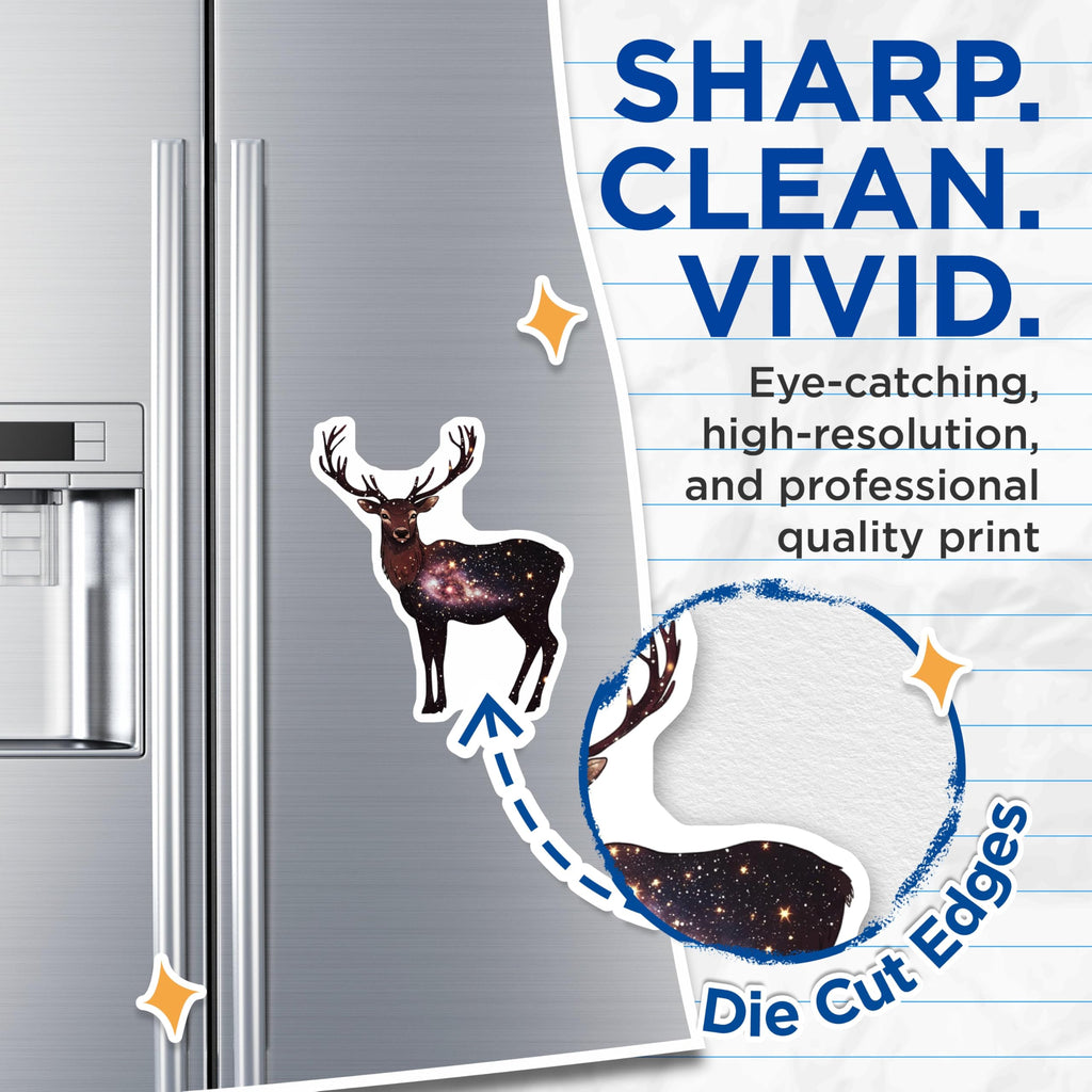(2 Pack) Deer Magnets - Galaxy Stag - Cosmic Animal Fridge Magnets - 5" On Longest Side - Premium Magnet - for Cars, Refrigerators, Toolboxes, Lockers - Made in USA - MAG16145