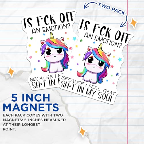(2 Pack) Unicorn Magnets - Cute Unicorn Art for Fridge Decoration - 5" On Longest Side - for Cars, Fridges, Toolboxes - Made in USA - MAG7796