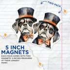 (2 Pack) Dapper Dog Magnets - Watercolor Animal Decor - Pet Lover Office Accents - 5 Inches On Longest Side - Thick Durable Magnet - Made in USA - MAG27746