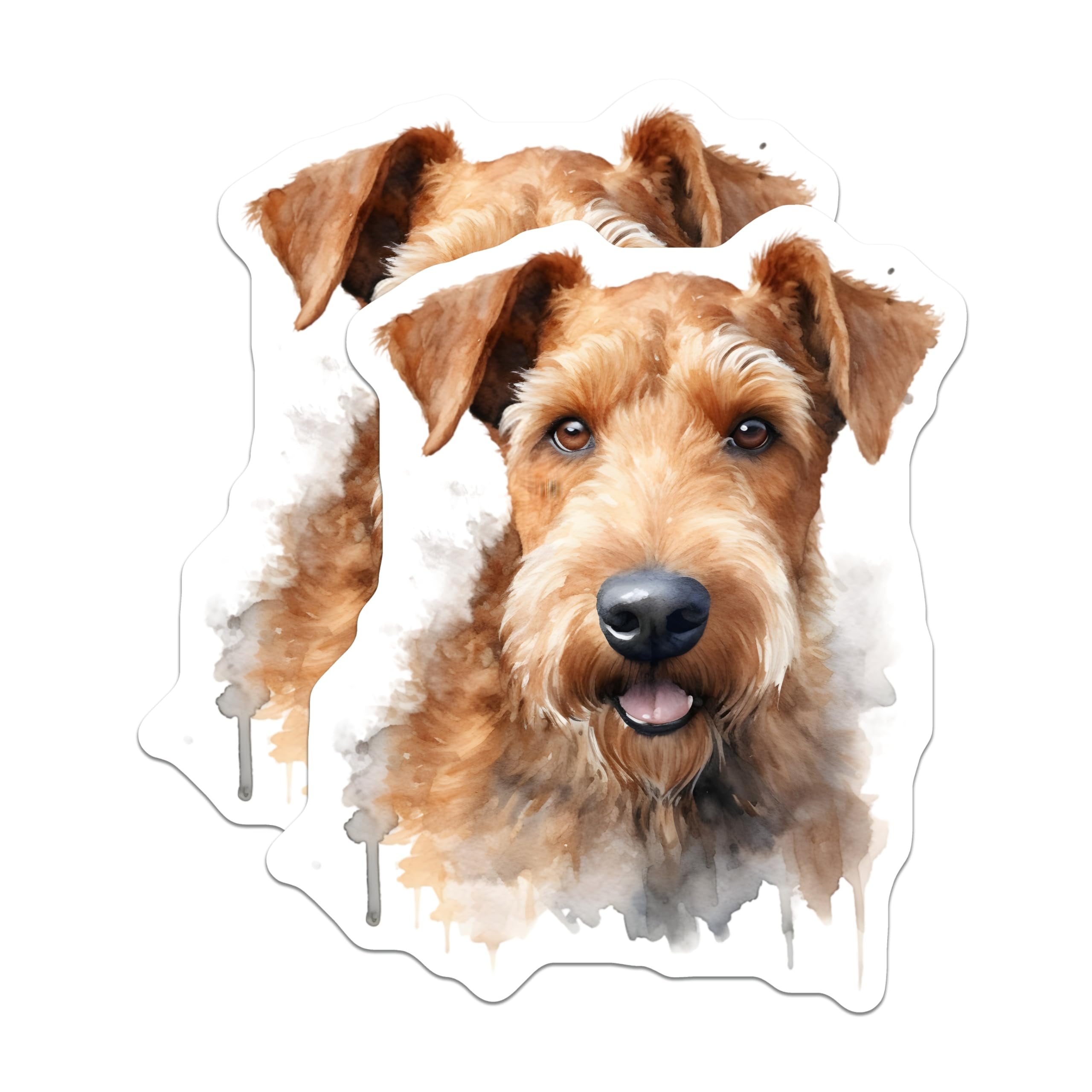 (2 Pack) Airedale Terrier Magnets - Watercolor Dog Art - Pet Lover Home Decor - 5 Inches On Longest Side - Thick Durable Magnet - Made in USA - MAG27253