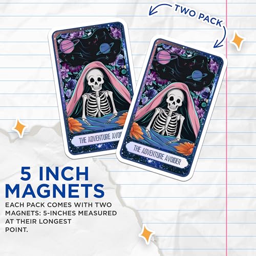 (2 Pack) Horoscope Decor Magnet - Skeleton Humor - Floral Skeleton Design - Space Decor - 5" On Longest Side - Sticks to Smooth Flat Surfaces - Made in USA - MAG9991