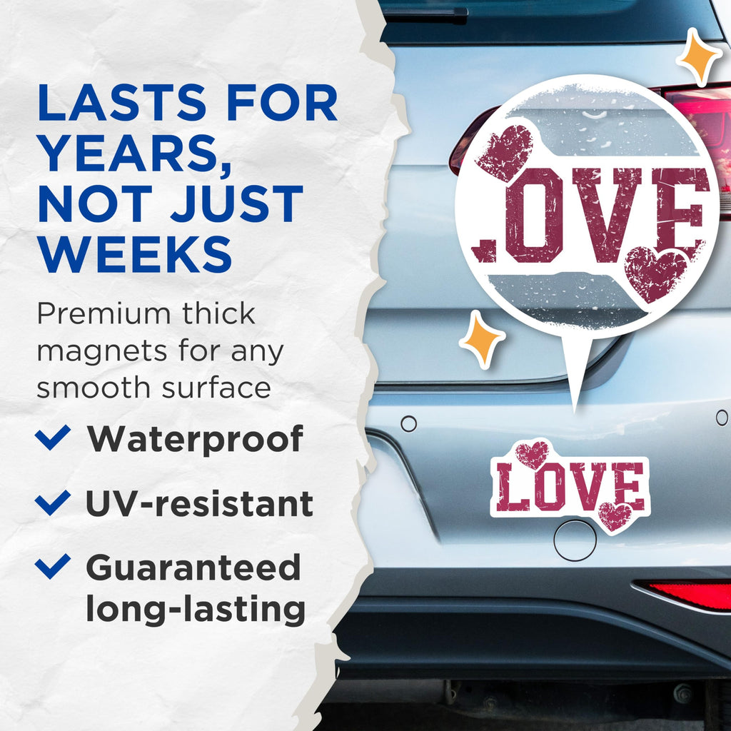 (2 Pack) Love Heart Magnets - Romantic Sayings Fridge Magnets - Valentine's Day Decor - 5" On Longest Side - Premium Magnet - for Cars, Refrigerators, Toolboxes, Lockers - Made in USA - MAG15507
