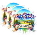 (3 Pack) Wyoming Decals - State Pride - Laptop Decals - Watercolor Art- 3 Inches On Longest Side - Easy Peel & Apply - Made in USA - 3MCS5362