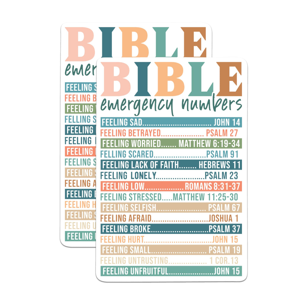 (2 Pack) Bible Emergency Numbers Magnets - Powerful and Empowering Bible Verses - 5 Inches On Longest Side - Premium Magnet - for Cars, Refrigerators, Toolboxes - Made in USA - MAG2164