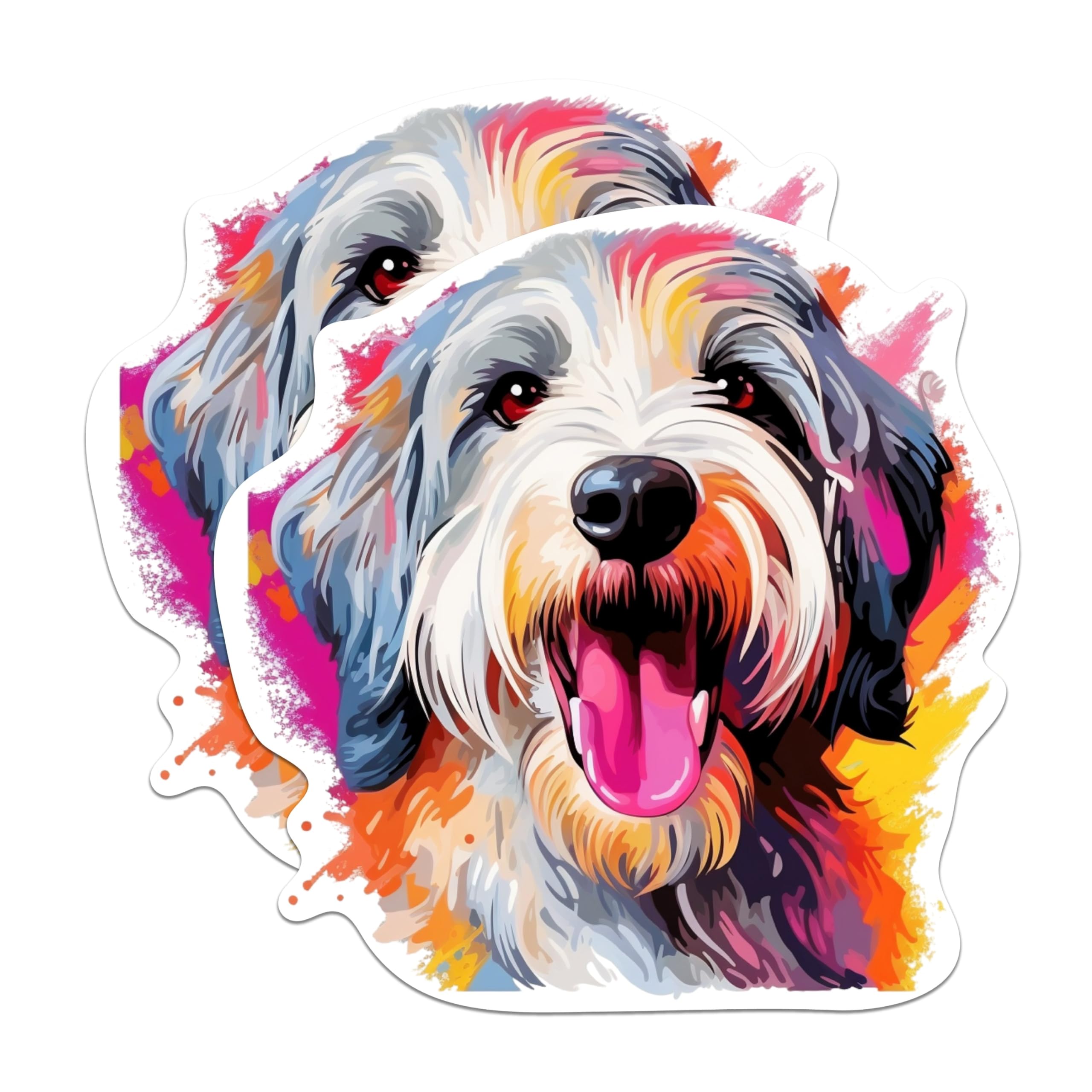 (2 Pack) Old English Sheepdog Dog Breed Magnets - 5 Inches On Longest Side - Choose from Over 100 Dog Breeds - for Cars, Refrigerators, Toolboxes - Made in USA - MAG1908