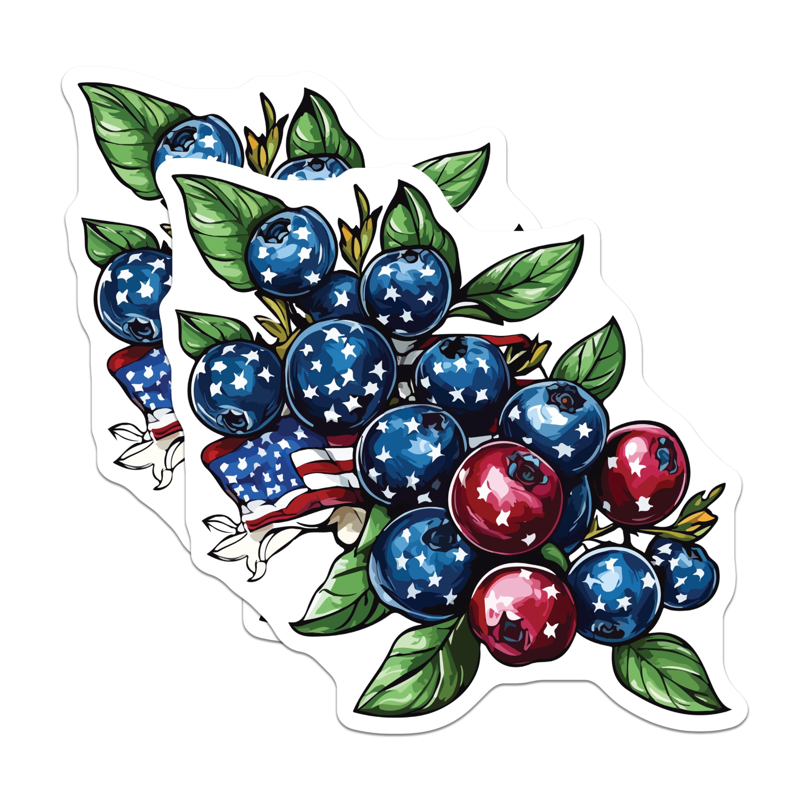 (2 Pack) Patriotic Blueberry Magnets - American Flag Summer Decor - Independence Day Fridge Home Decor Accent - 5 Inches On Longest Side - Thick Durable Magnet - Made in USA - MAG19922