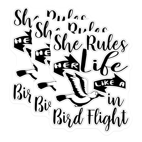 (3 Pack) She Rules Decals - Bird Flight Stickers - Laptop Bumper Decals - 3 Inches On Longest Side - Easy Peel & Apply - Made in USA - 3MCS4072