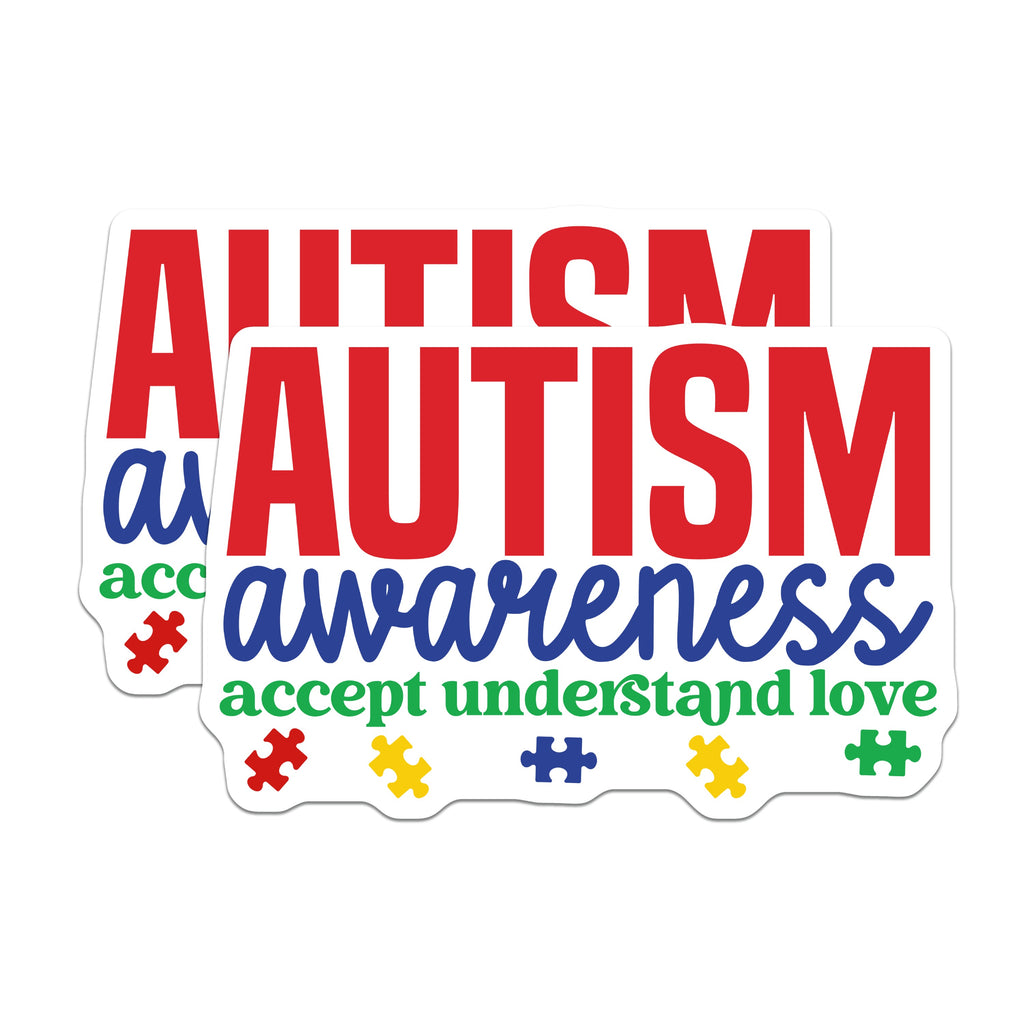 (2 Pack) Autism Awareness Magnets - Neurodiversity Support - Accept Understand Love Icon - 5 Inches On Longest Side - Thick Durable Magnet - Made in USA - MAG36799