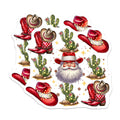 (2 Pack) Western Santa Magnets - Cowboy Christmas Decor - Festive Refrigerator Magnets - 5 Inches On Longest Side - Thick Durable Magnet - Made in USA - MAG29188