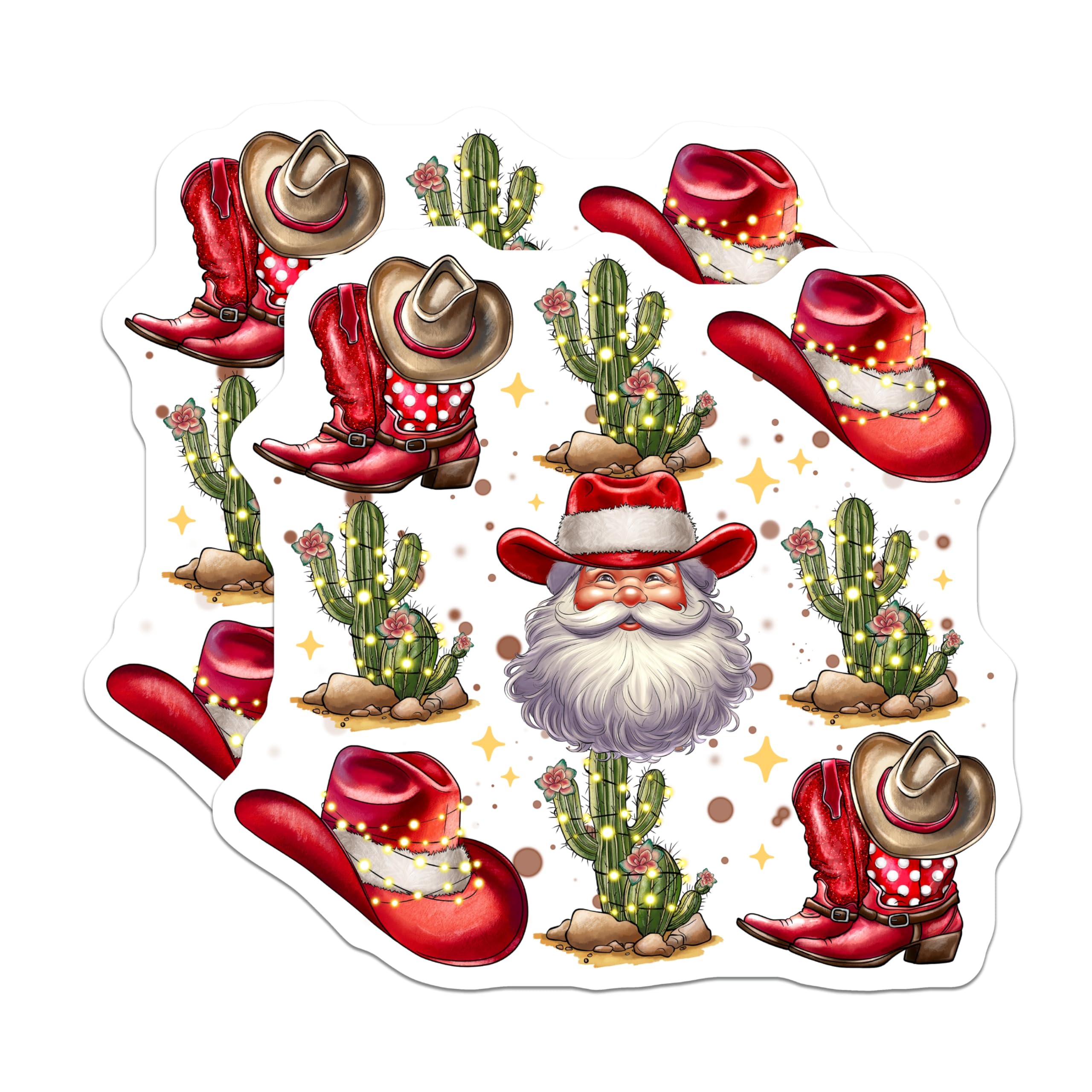 (2 Pack) Western Santa Magnets - Cowboy Christmas Decor - Festive Refrigerator Magnets - 5 Inches On Longest Side - Thick Durable Magnet - Made in USA - MAG29188