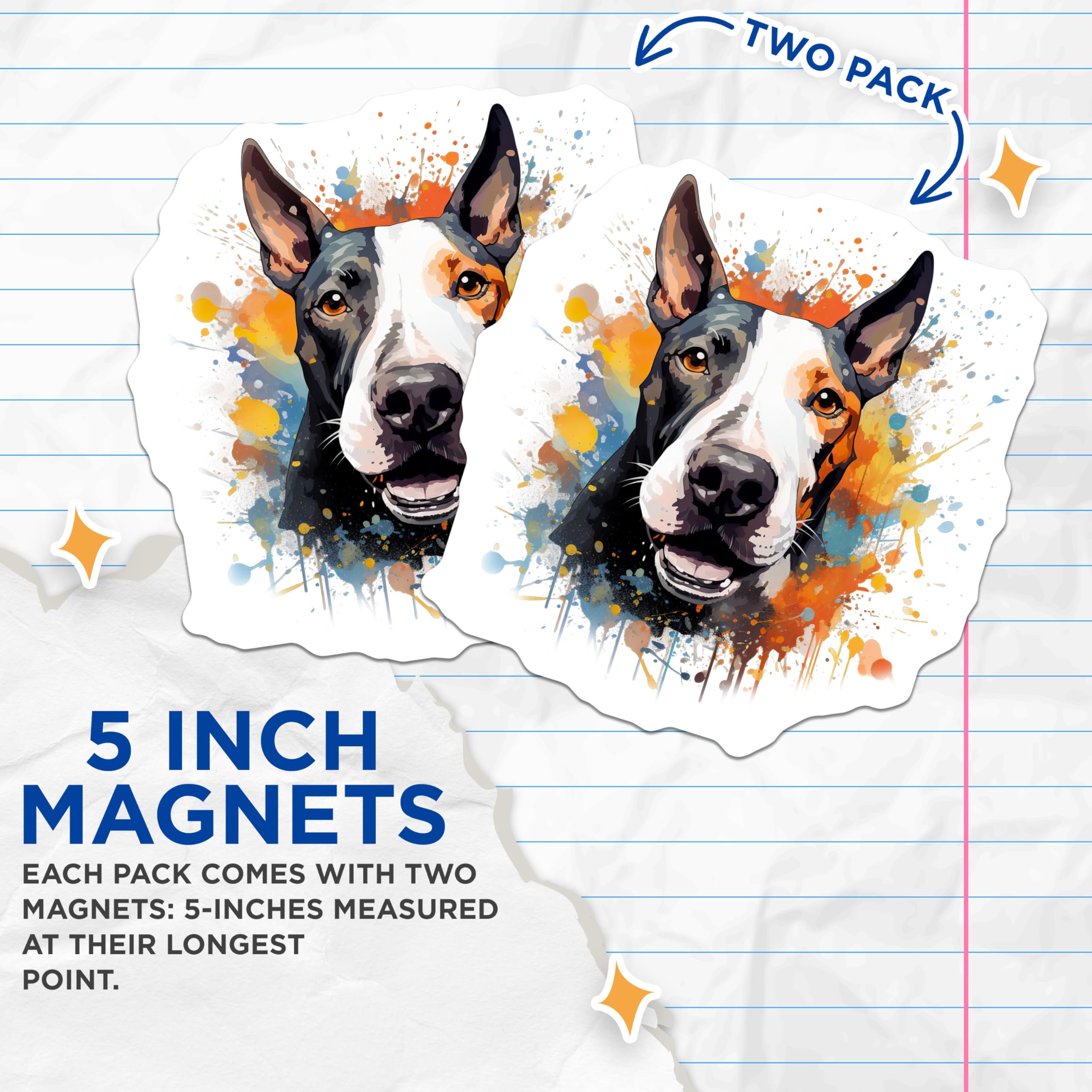 (2 Pack) Watercolor Dog Magnets - Happy Pet Art - Dog Lover Fridge Decor - 5 Inches On Longest Side - Thick Durable Magnet - Made in USA - MAG25835