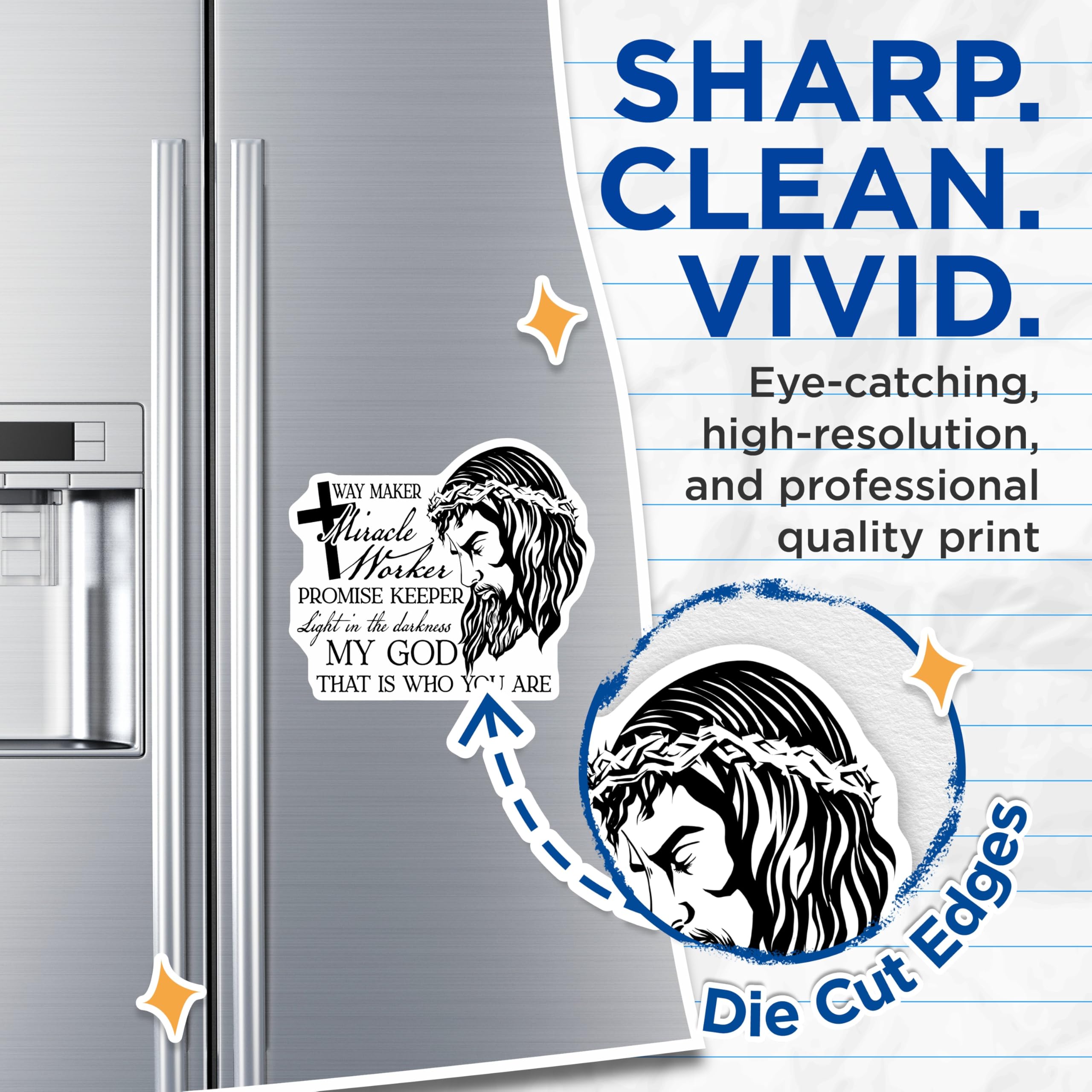 (2 Pack) Jesus Magnets - Christian Magnets - Religious Fridge Magnets - 5" On Longest Side - Premium Magnet - for Cars, Refrigerators, Toolboxes, Lockers - Made in USA - MAG16529