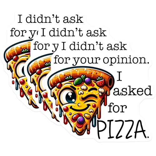 (3 Pack) Funny Pizza Decals - Pizza Lover - Laptop Decals - 3 Inches On Longest Side - Easy Peel & Apply - Made in USA - 3MCS7550