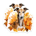 (2 Pack) Greyhound Autumn Magnets - Fall Dog Decor - Whippet Pet Lover Art - 5 Inches On Longest Side - Thick Durable Magnet - Made in USA - MAG29565