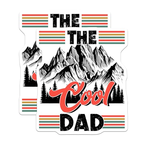 (2 Pack) Cool Dad Magnets - Retro Mountain Art - Nature Themed Dad Decor for Father's Day - 5" On Longest Side - for Cars, Fridges, Toolboxes - Made in USA - MAG7465