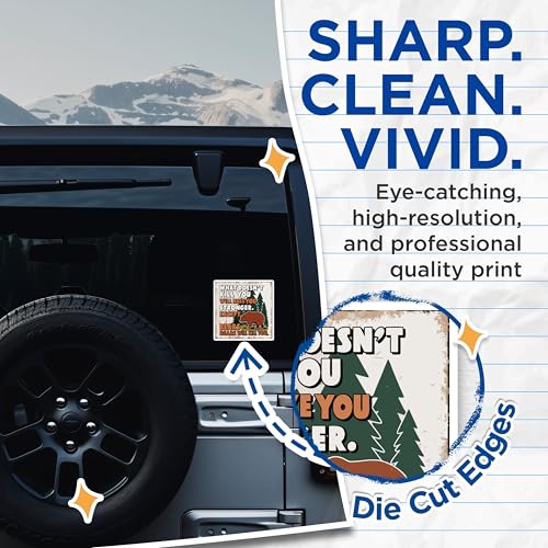 (2 Pack) What Doesn't Kill You Bear Stickers - Funny Bear Quote - Inspirational Wilderness Stickers - 5" On Longest Side - Sticks to Smooth Flat Surfaces - Made in USA - BMCS5747
